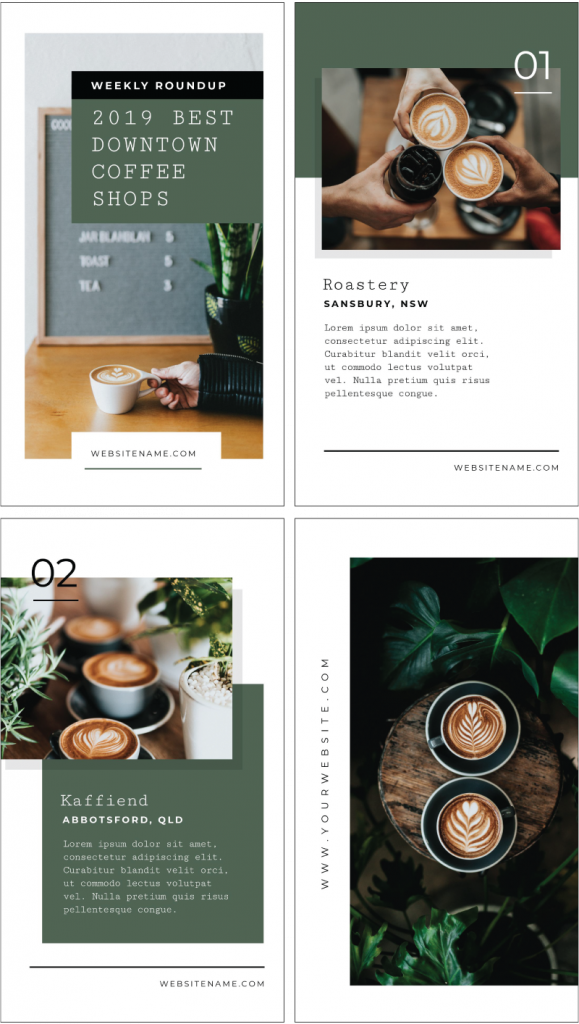 2019 Best Downtown Coffee Shops - Instagram Story Template Designs 10 Ways - Hack Your Visual Design Series 