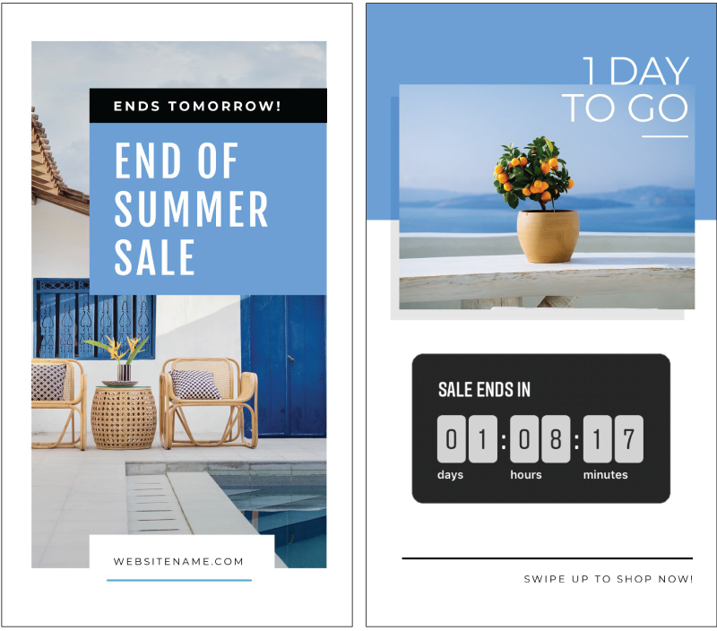 Instagram Stories end of Summar Sale Design in Easil - Instagram Story Template Designs 10 Ways - Hack Your Visual Design Series 