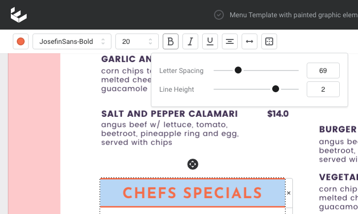 Learn how to design a menu with underlined headers