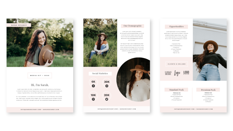 Create a media kit using this pink