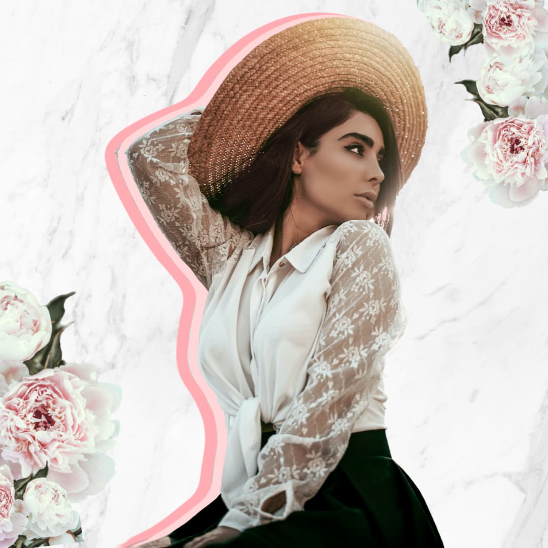 Image hacks tip - showing lady in hat with layered, colored drop shadow effect